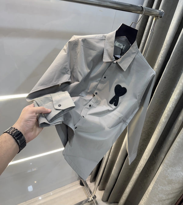 Ami Paris Grey Embroidery Logo Imported Shirt