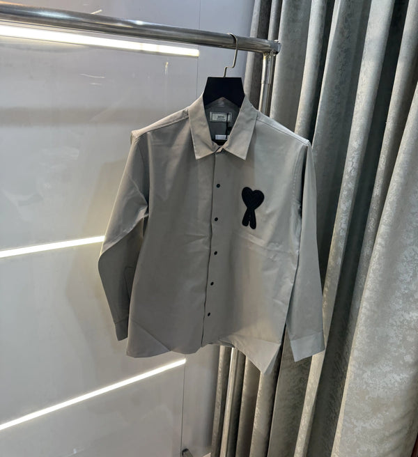 Ami Paris Grey Embroidery Logo Imported Shirt