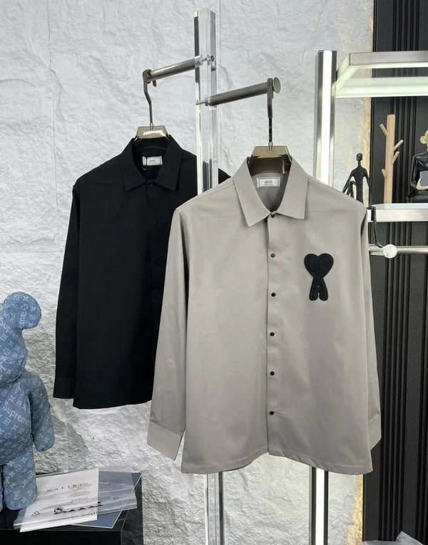 Ami Paris Grey Embroidery Logo Imported Shirt