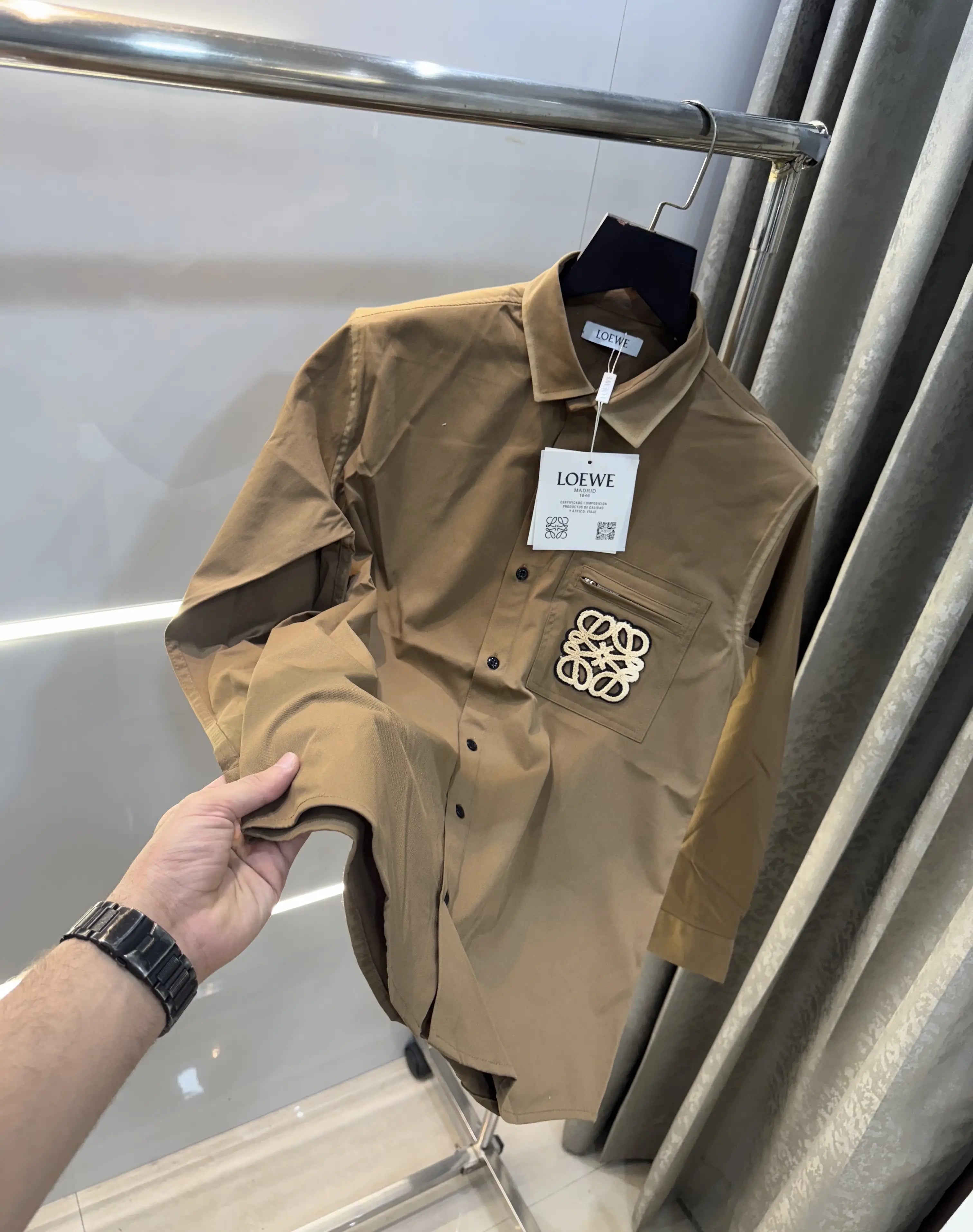 LOEWE Brown Embroidery Logo Imported Shirt