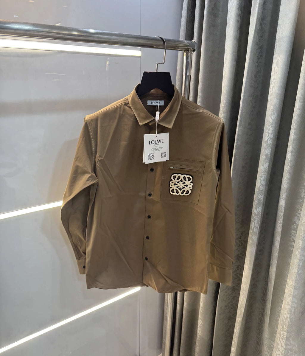 LOEWE Brown Embroidery Logo Imported Shirt