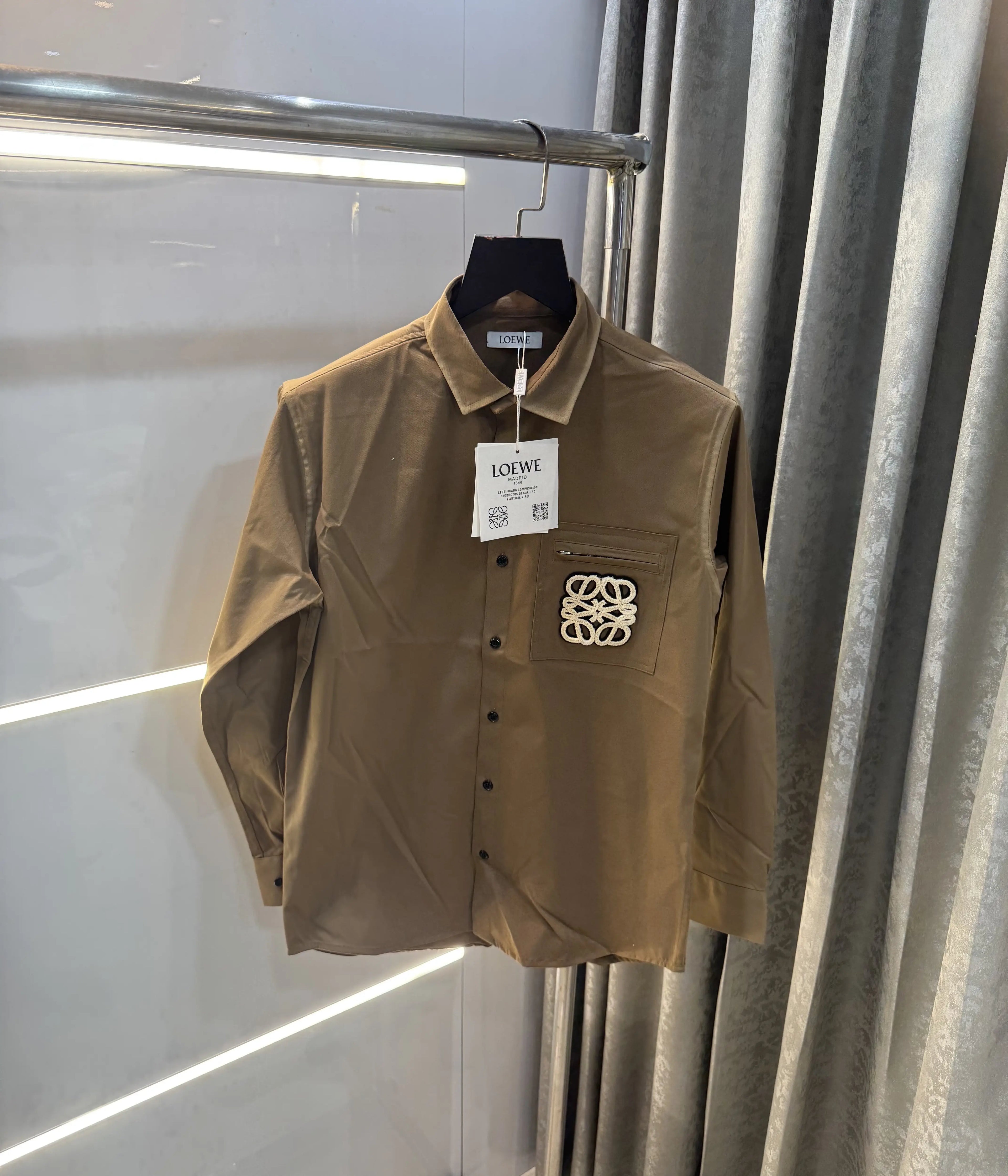 LOEWE Brown Embroidery Logo Imported Shirt