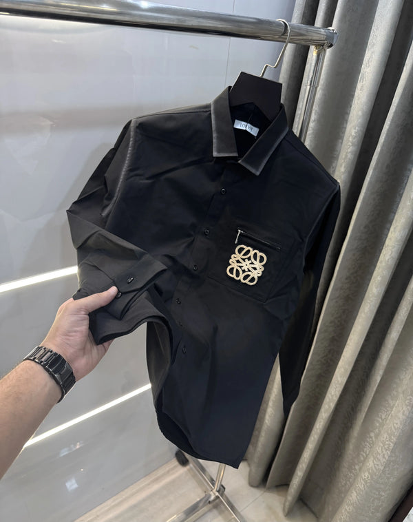 LoEWe Black Embroidery Logo Imported Shirt