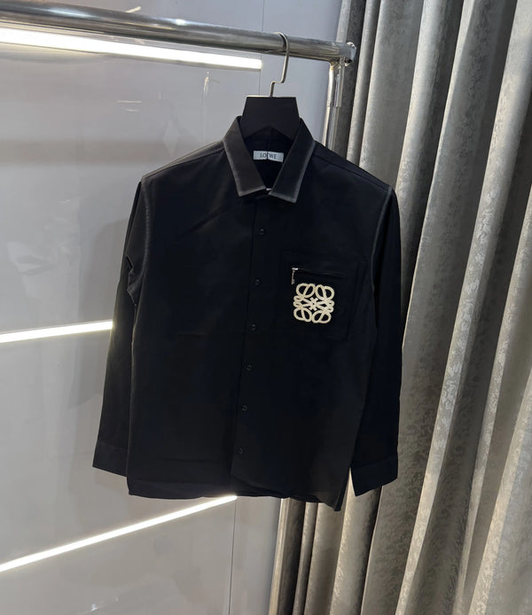 LoEWe Black Embroidery Logo Imported Shirt