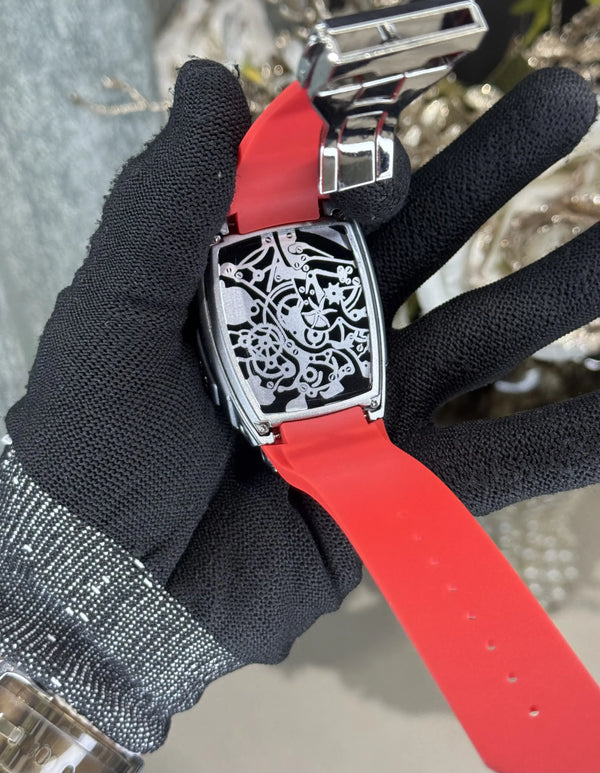 Jacob & Co. Bugatt i Silver Red Tourbillon Premium Quartz Watch
