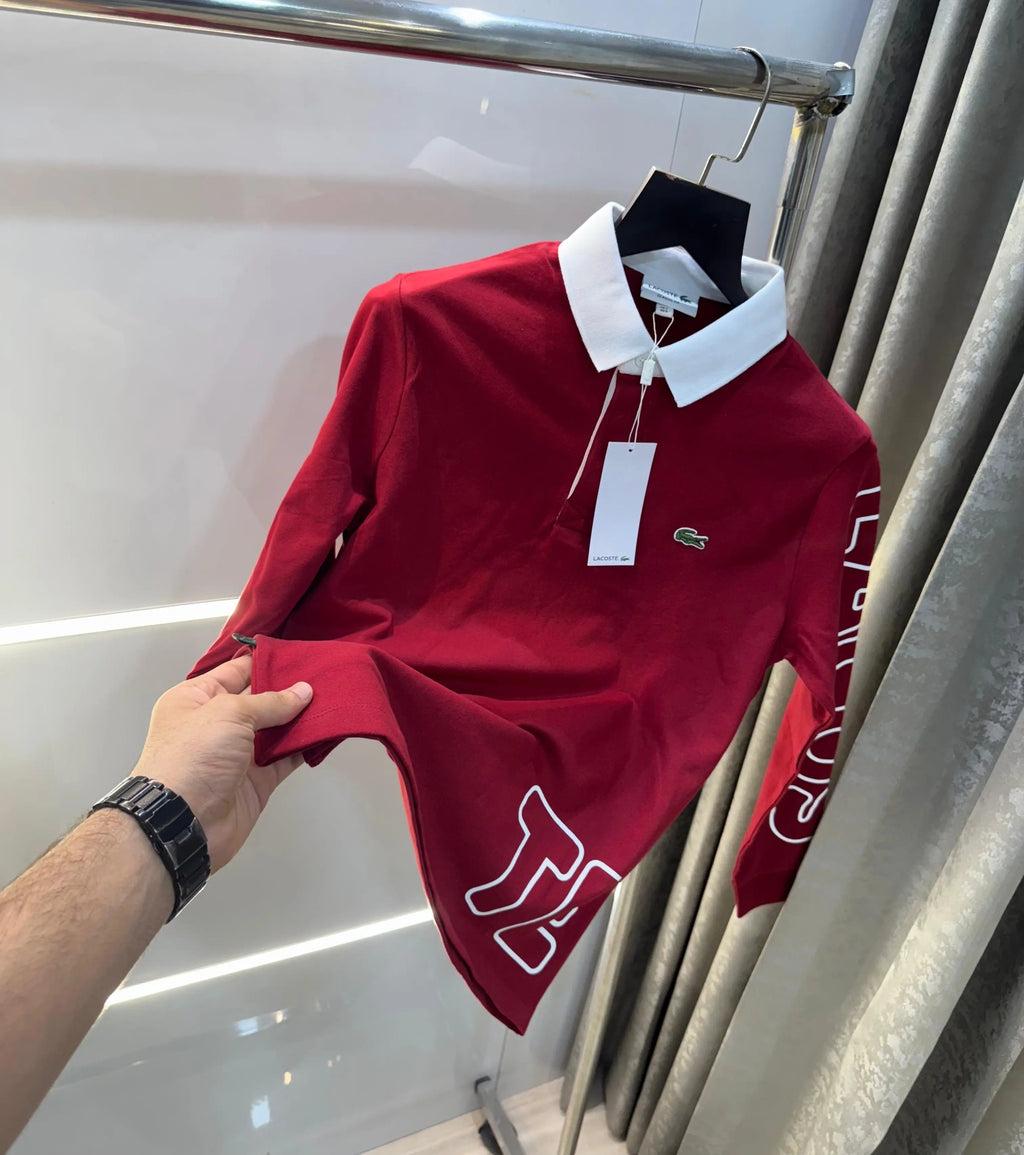 Lacost e maroon Premium Classic Full Sleeves Polo T-Shirt