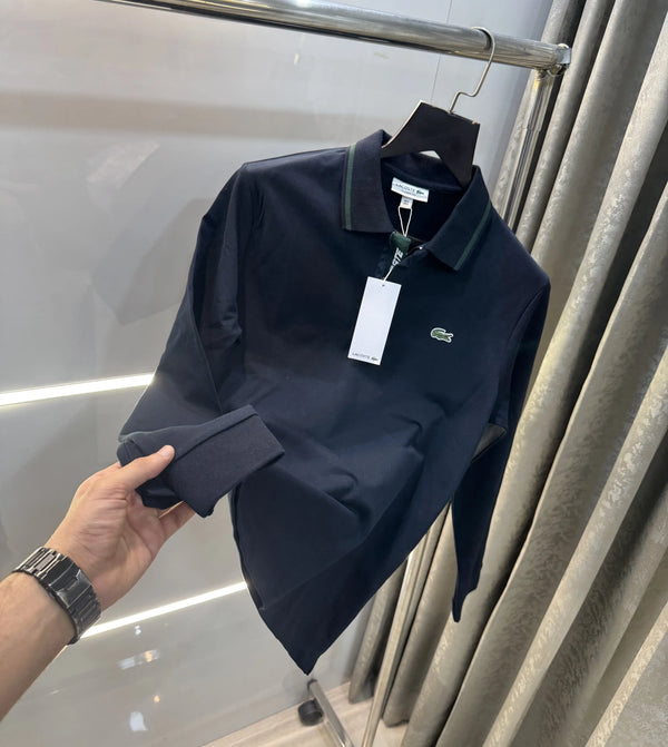 Lacost e Navy Blue Premium Classic Full Sleeves Polo T-Shirt