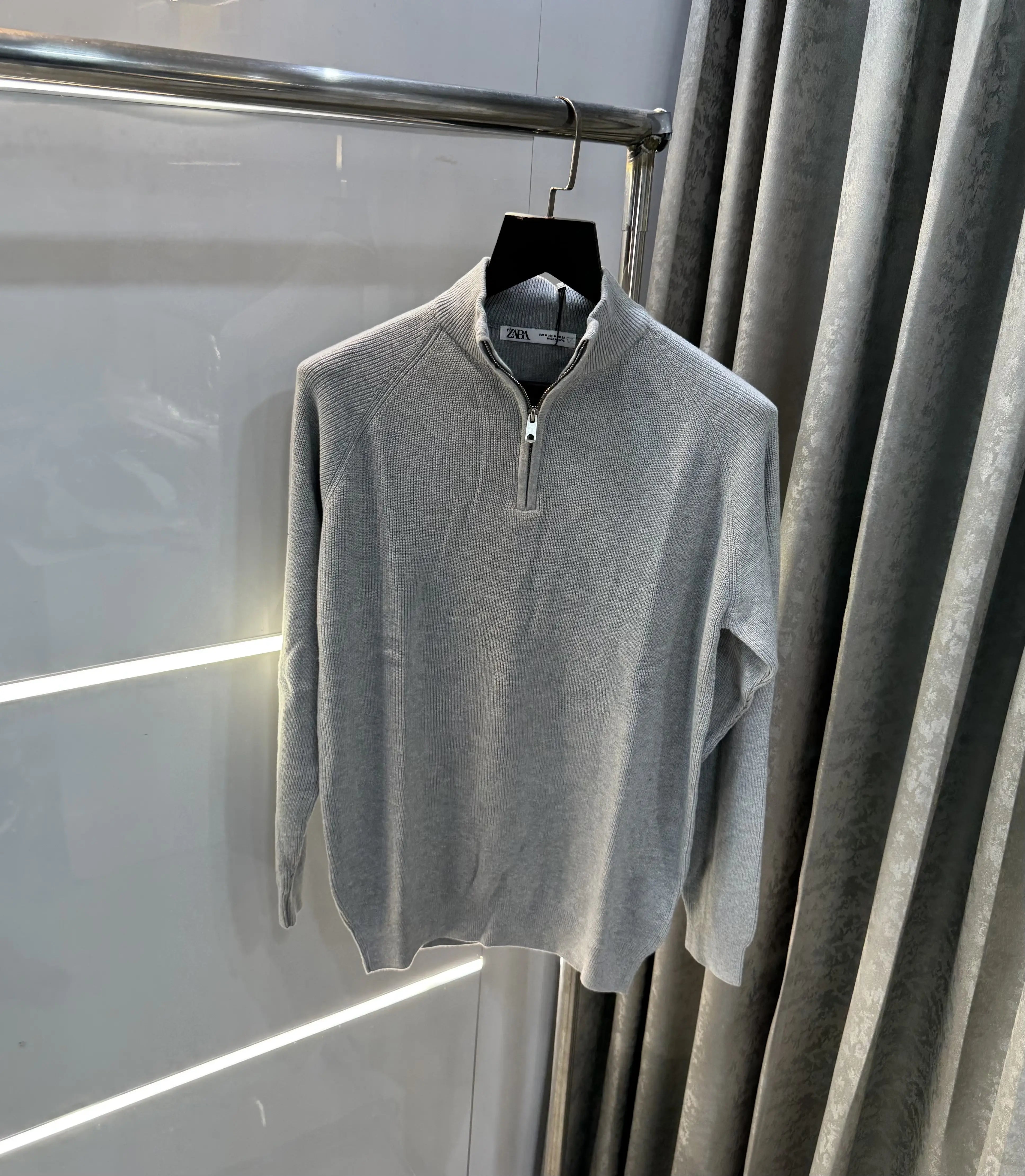 Zar a Grey Zip Premium Knitted Pull Over Main image