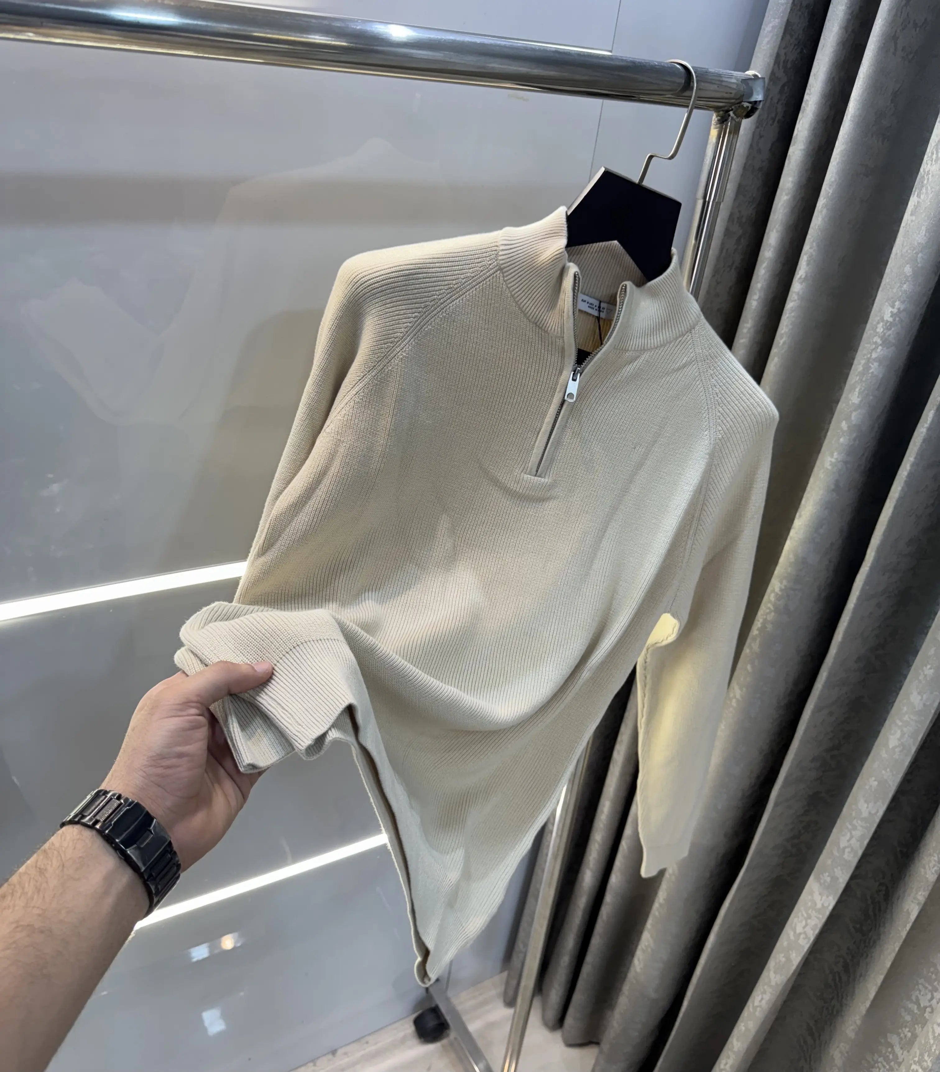 Zar a Cream Zip Premium Knitted Pull Over Main image