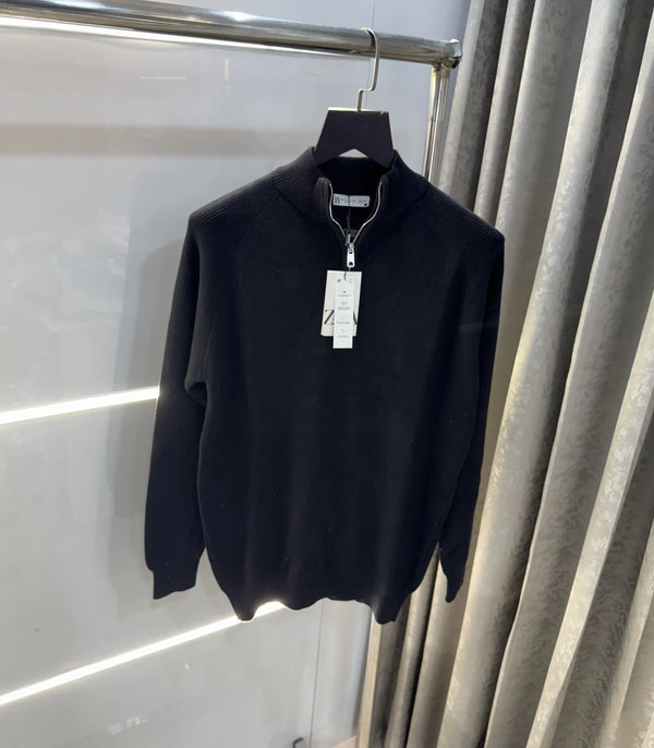 Zar a Black Zip Premium Knitted Pull Over