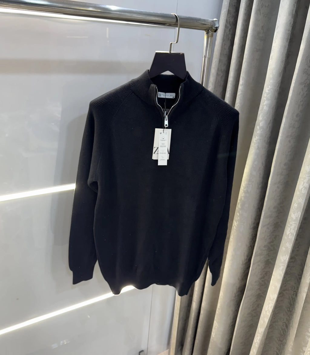 Zar a Black Zip Premium Knitted Pull Over