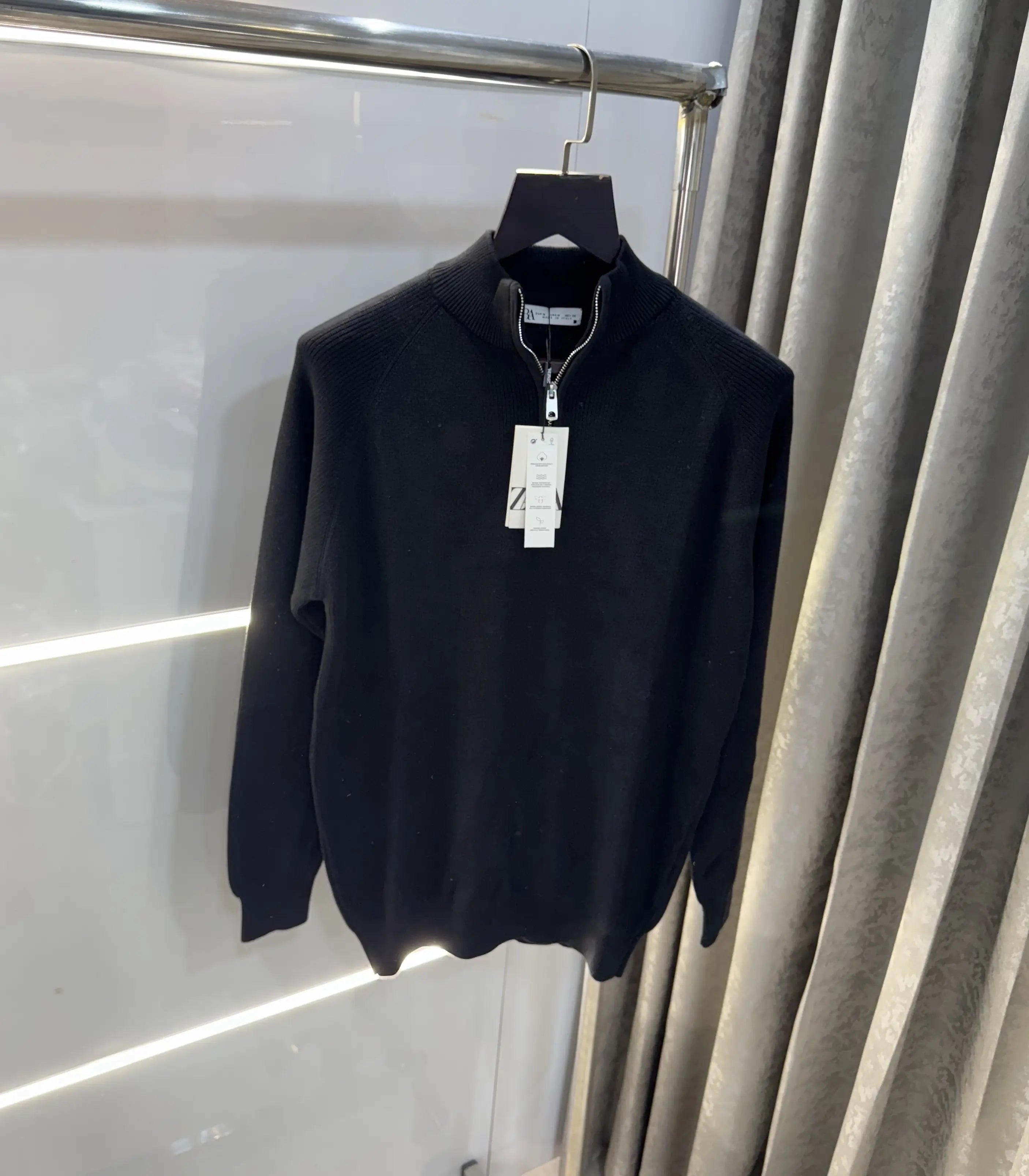 Zar a Black Zip Premium Knitted Pull Over