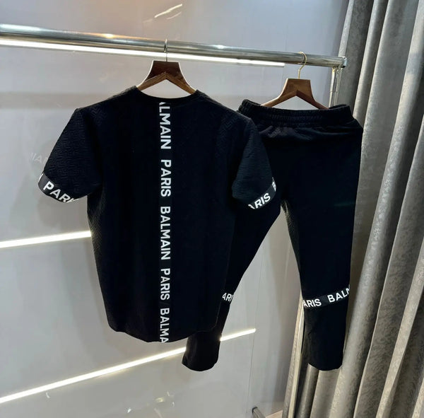 Balmai n Paris Black Logo Print Imported Tracksuit