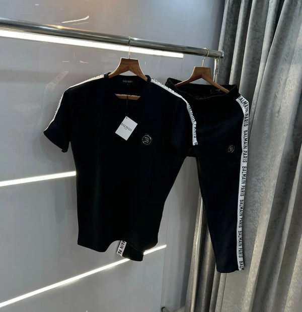 Balmai n Paris Black Logo Print Imported Tracksuit