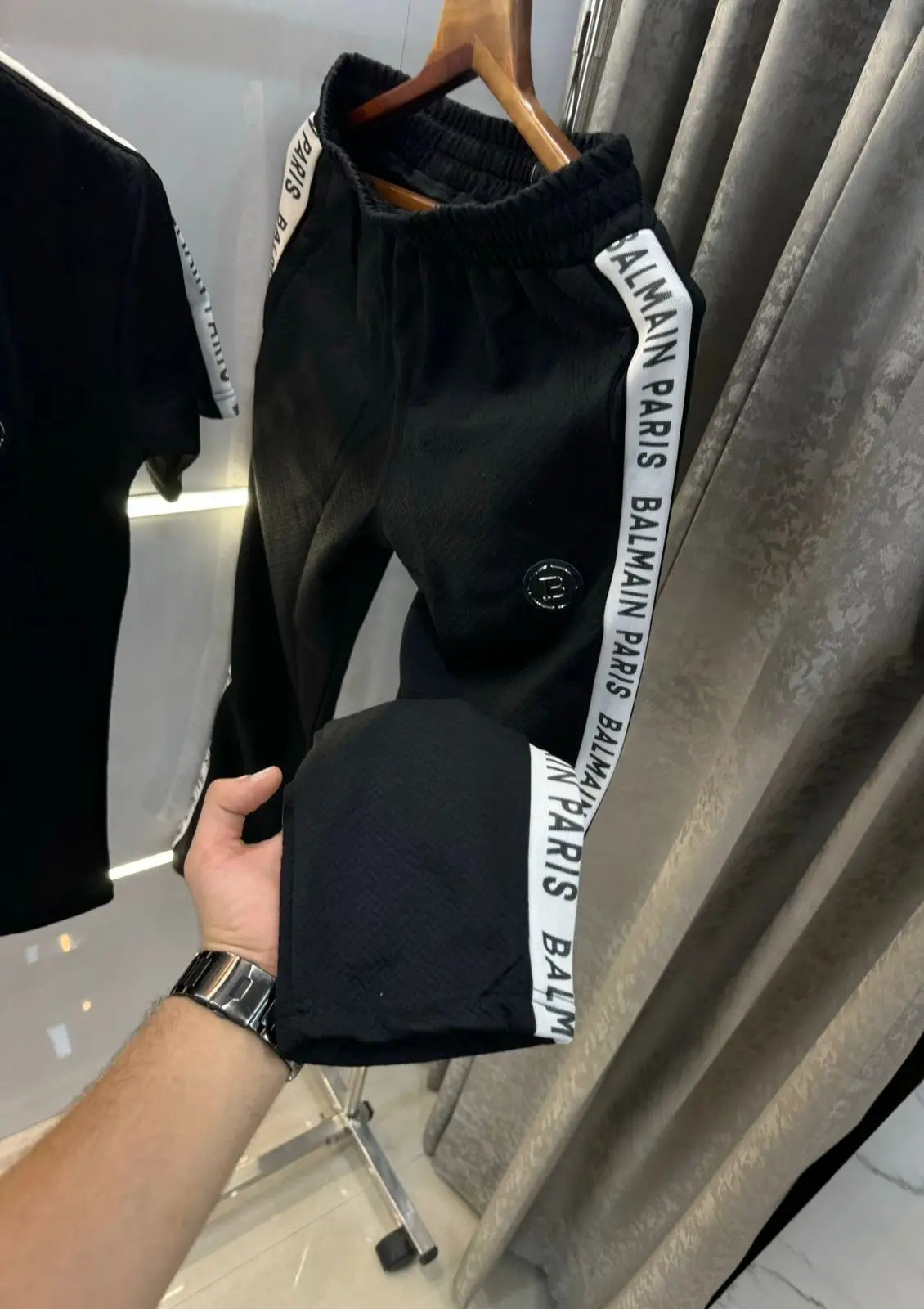 Balmai n Paris Black Logo Print Imported Tracksuit