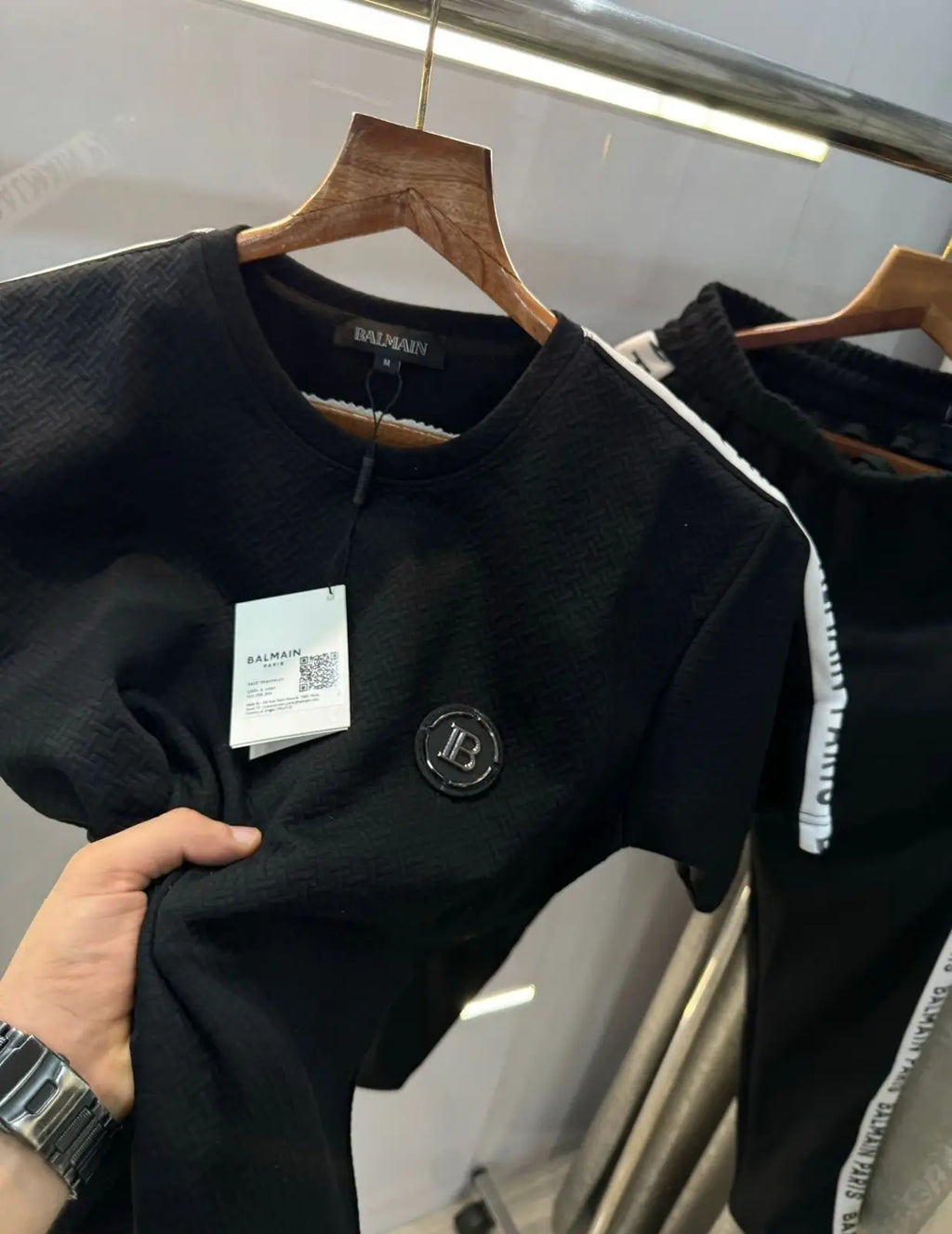 Balmai n Paris Black Logo Print Imported Tracksuit