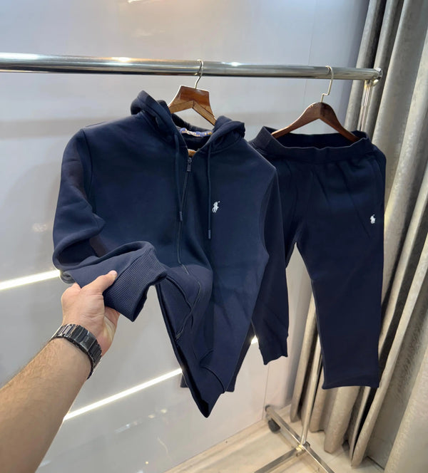 Ralp h Lauren Navy Blue zipper Logo Work Imported Tracksuit
