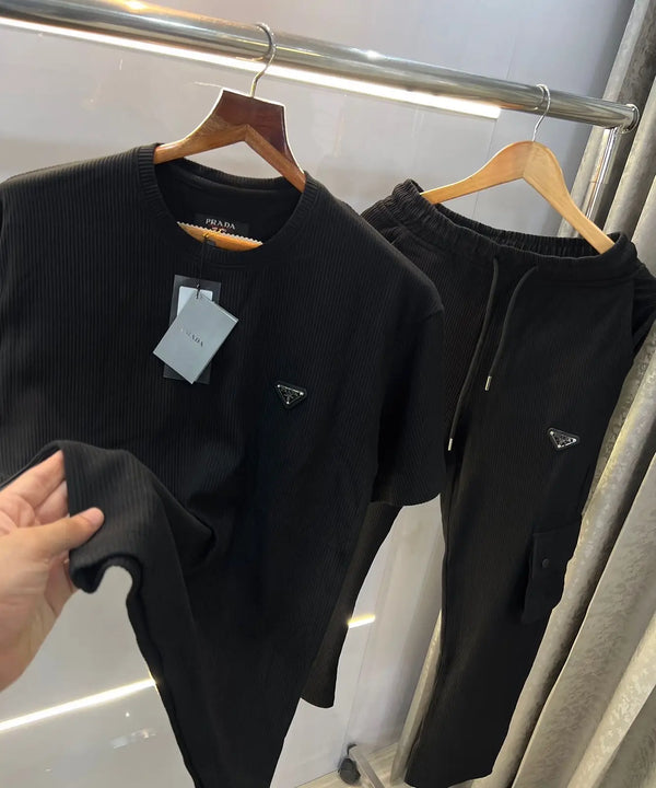 Prad a Milano Black Steel Logo Designer Imported Premium Tracksuit