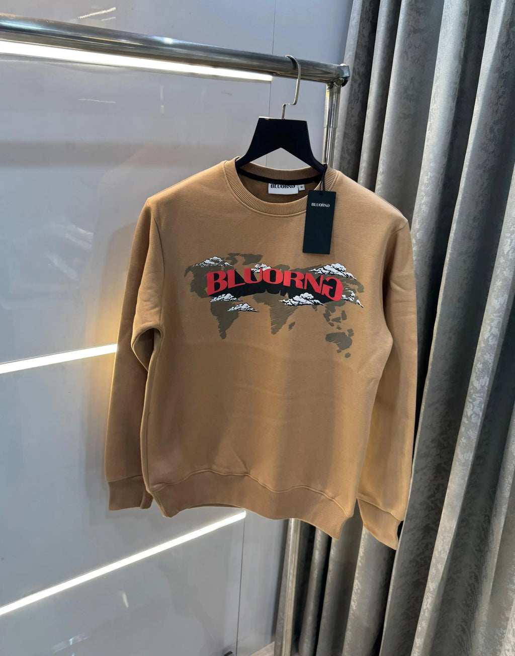 Bluoran g Brown Logo Back Print Premium Sweatshirt