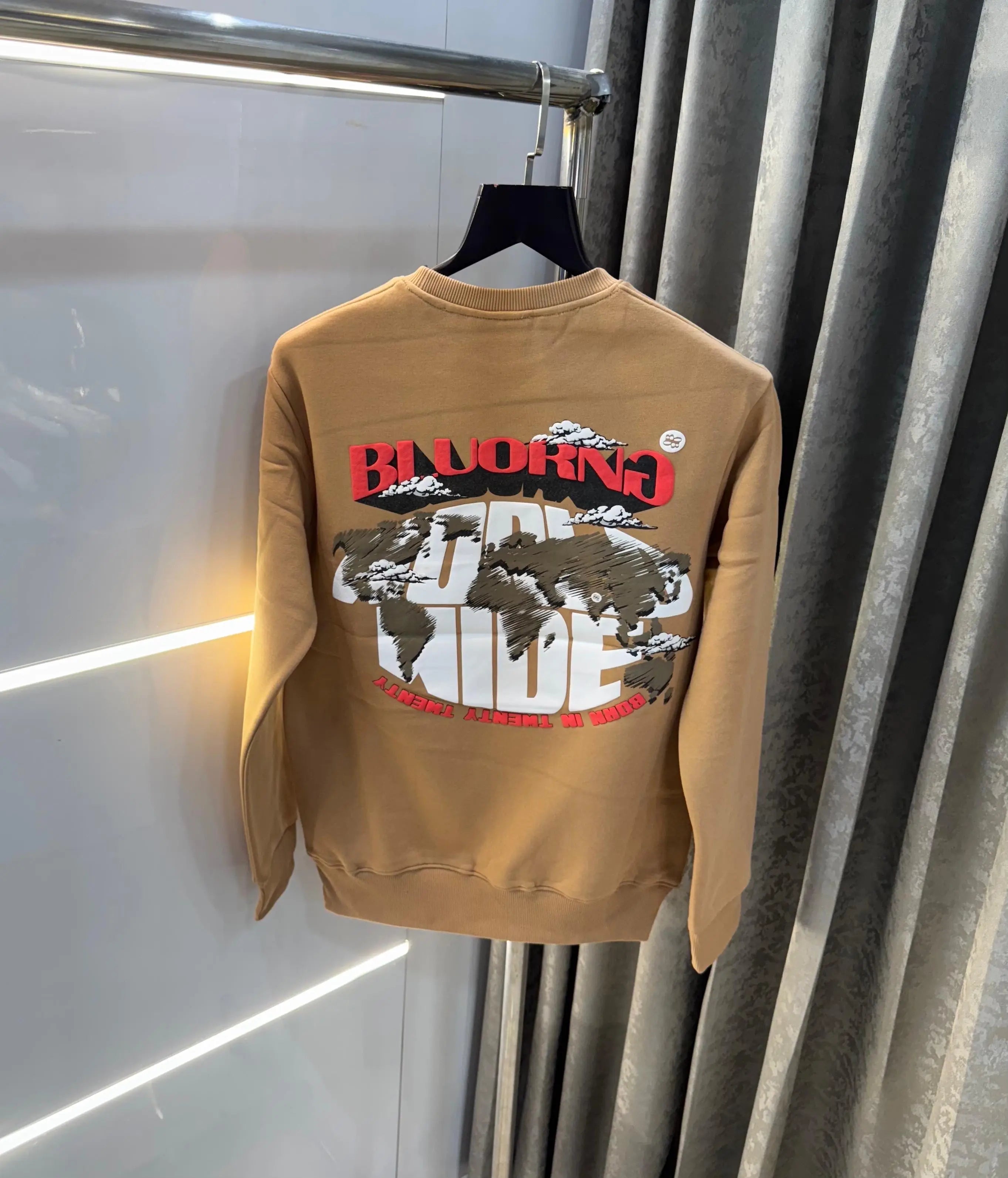 Bluoran g Brown Logo Back Print Premium Sweatshirt