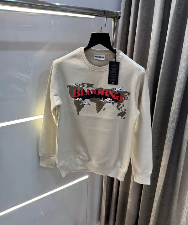 Bluoran g Cream Logo Back Print Premium Sweatshirt