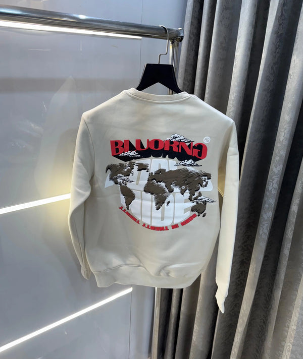 Bluoran g Cream Logo Back Print Premium Sweatshirt