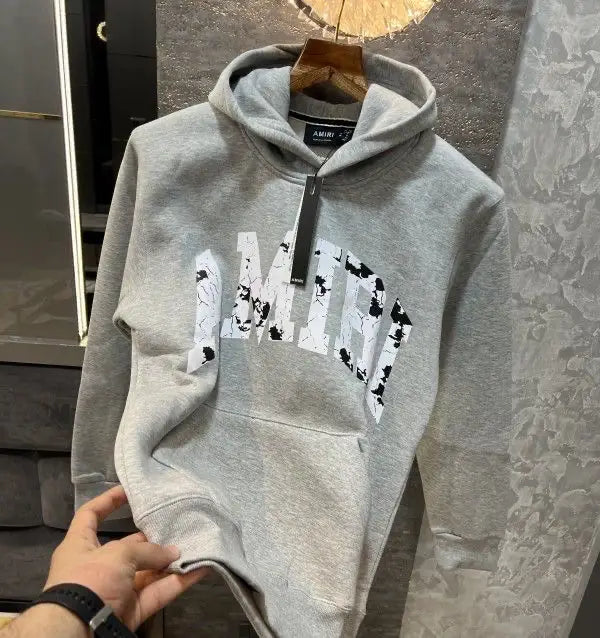 Amir i Light Grey Printed Premium Hoodie