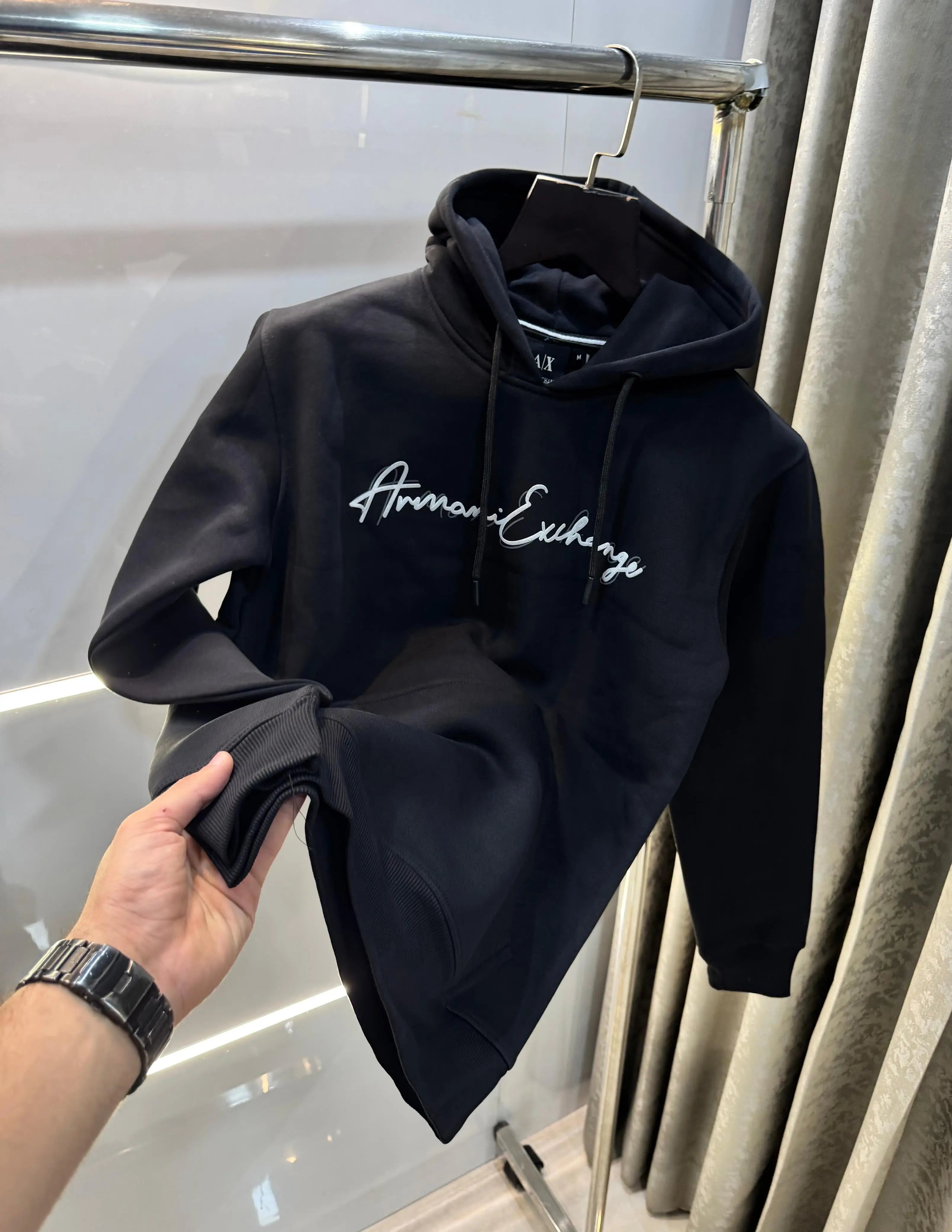 Arman i E......x....change Black Logo Print Premium Hoodie