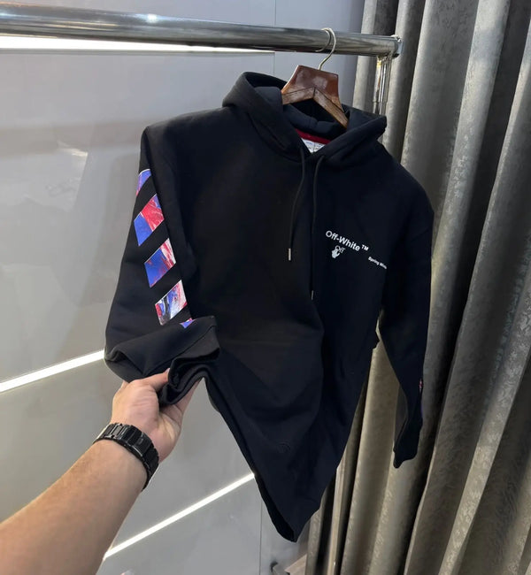 Off white Black Back print Premium Hoodie
