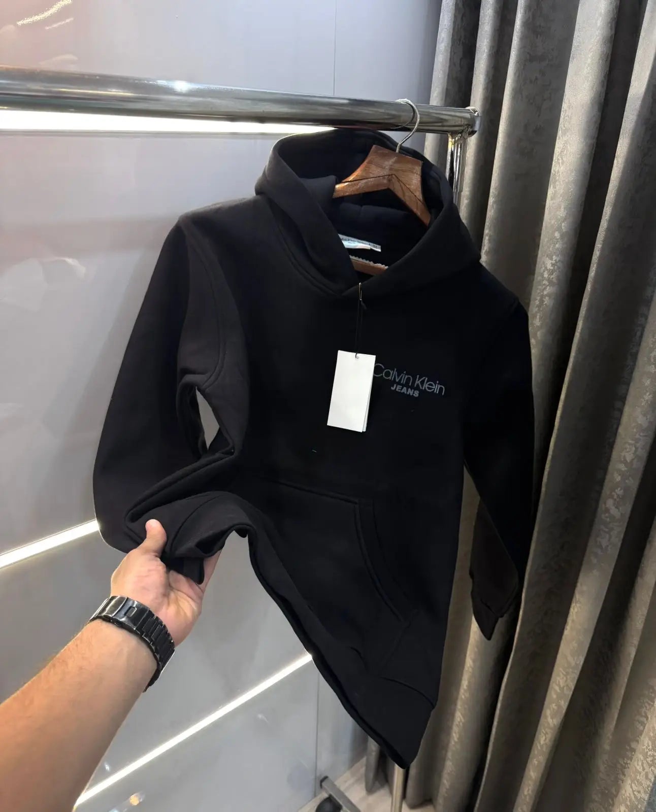 Calv in Klein Black Back Print Imported Premium Hoodie