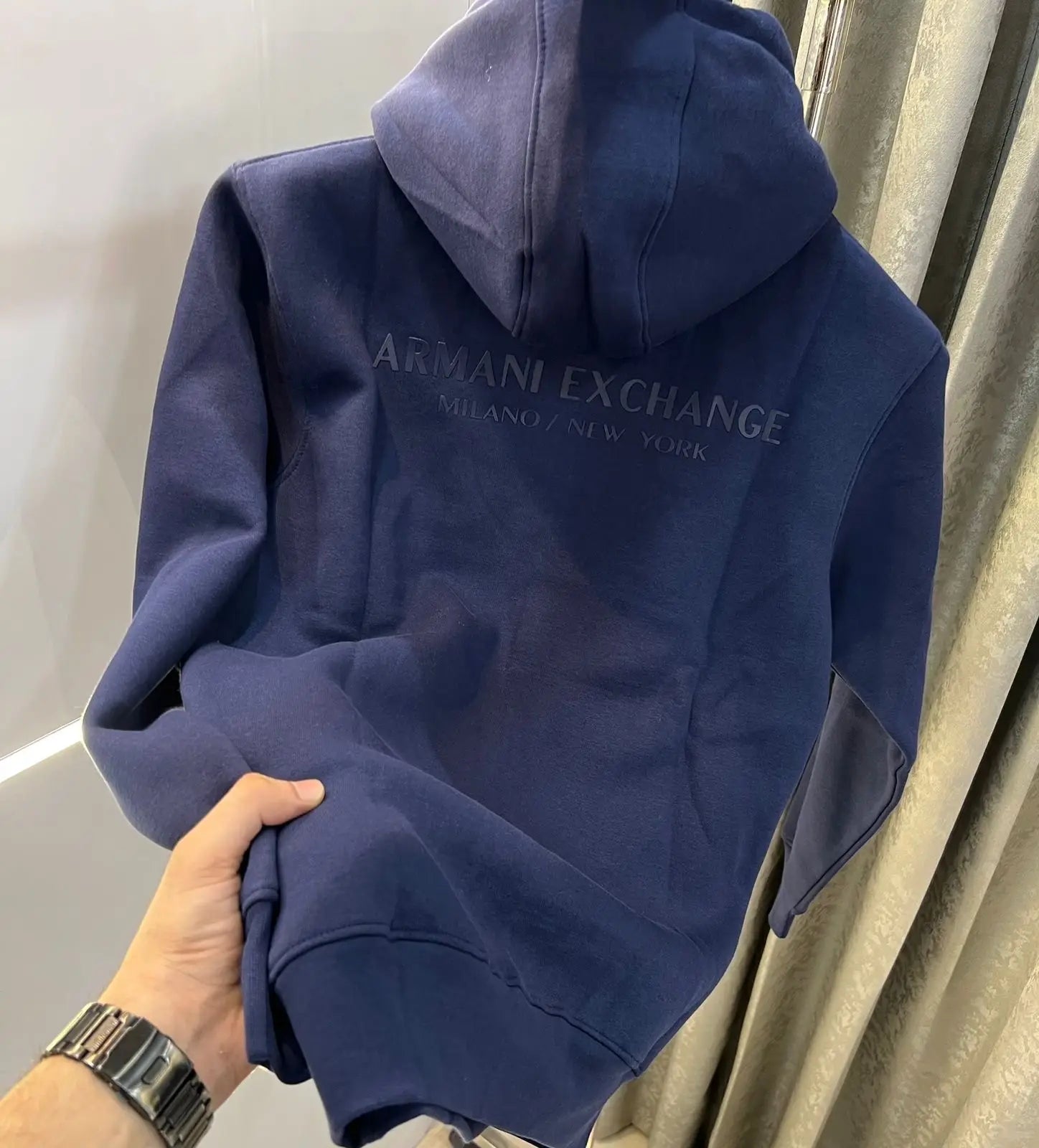 Arman i Exchange Navy Blue Logo Print Imported Premium Hoodie