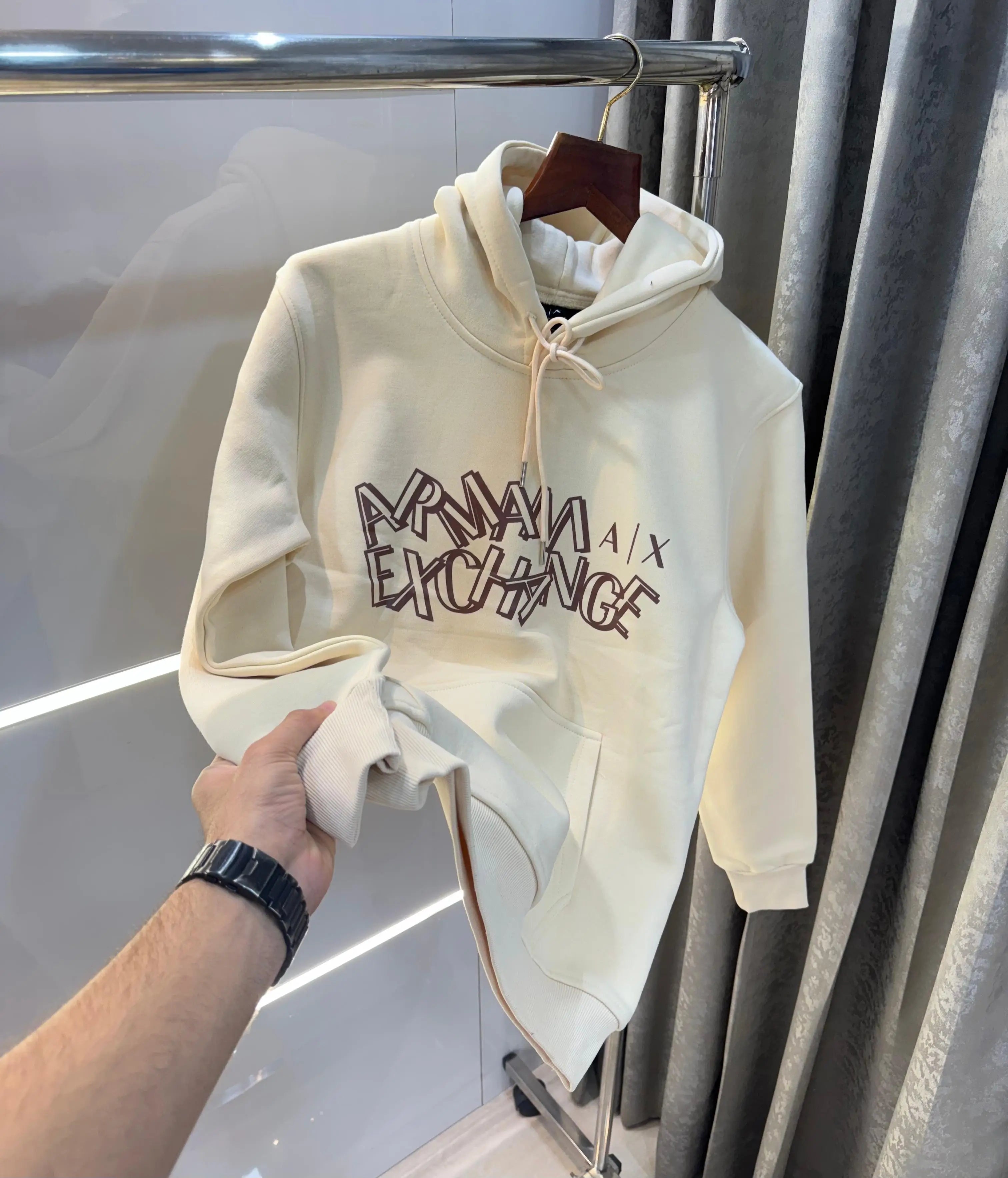 Arman i Exchange Cream Logo Print Imported Premium Hoodie