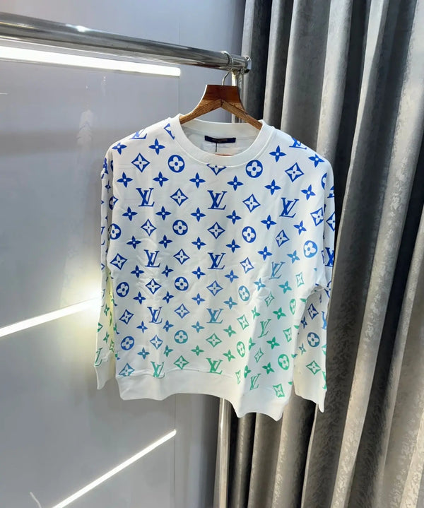 Louis Vuitto n White printed Imported Knitted Pull Over