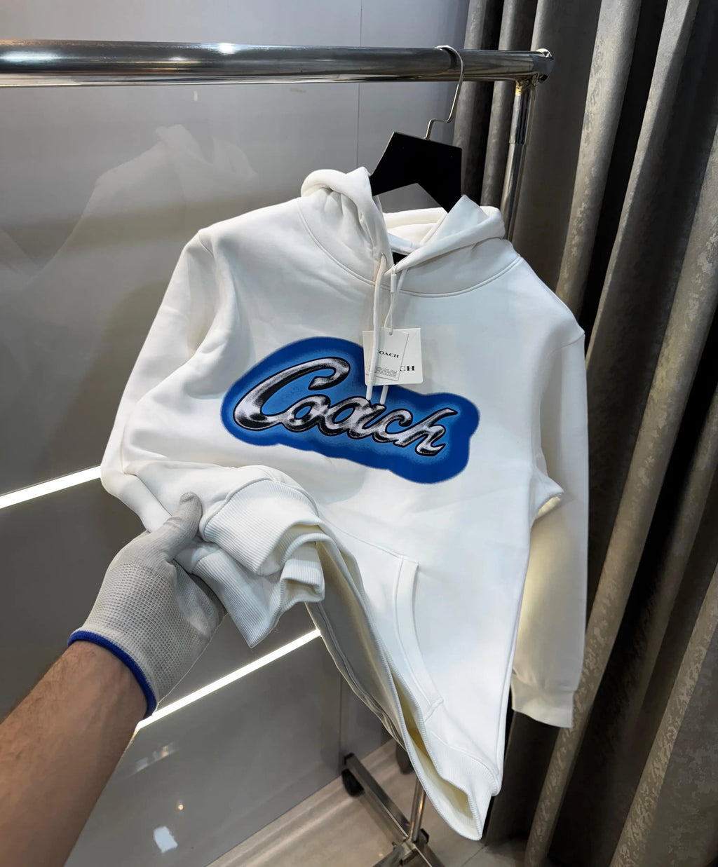 Coac h White  MonogR..AM Printed Imported Hoodie