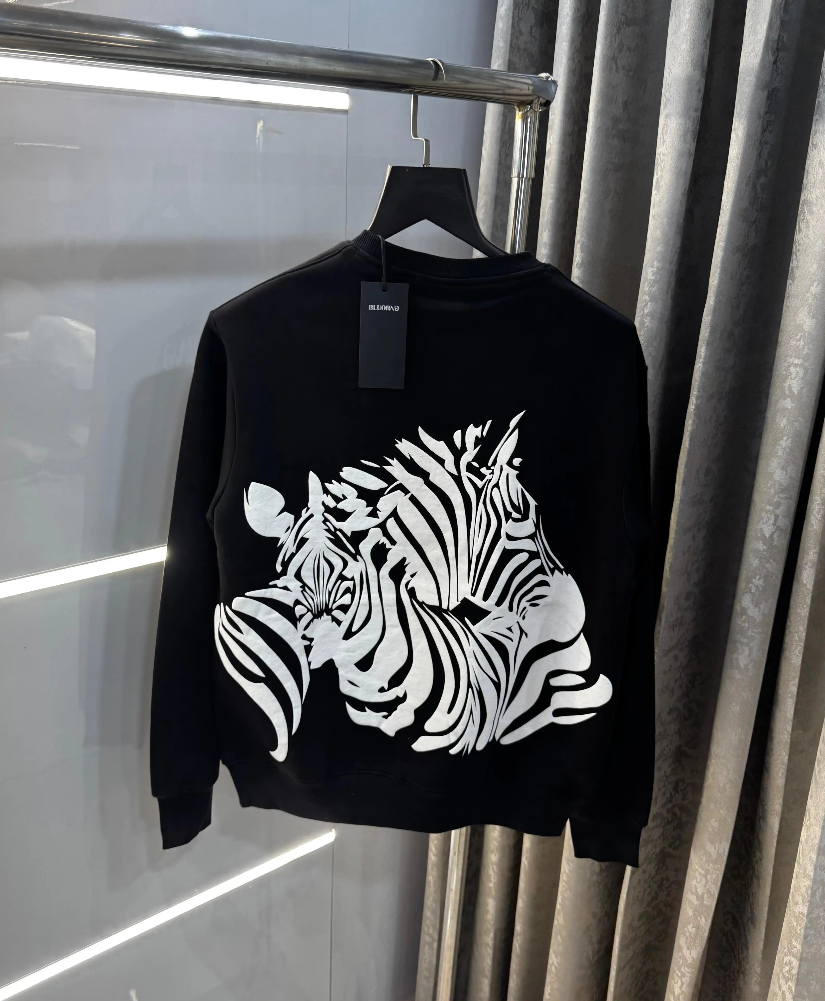 Bluorang Black EmBO$Sed Back Print Premium Sweatshirt Secondary image