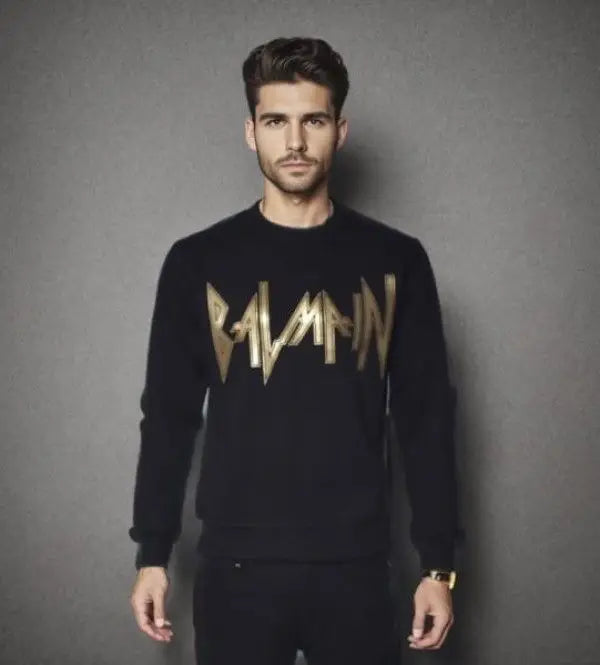 Balmai n Paris Black Logo Print Premium Sweatshirt