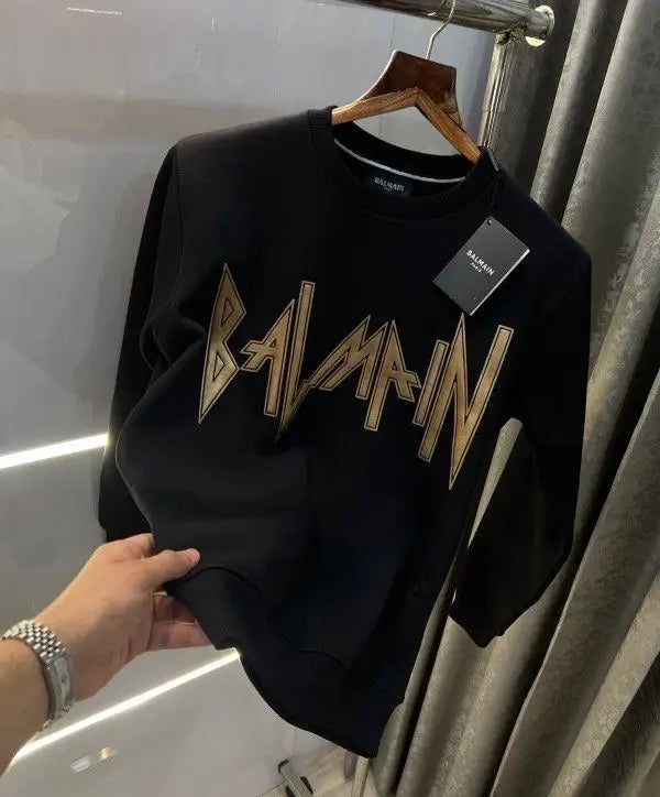 Balmai n Paris Black Logo Print Premium Sweatshirt