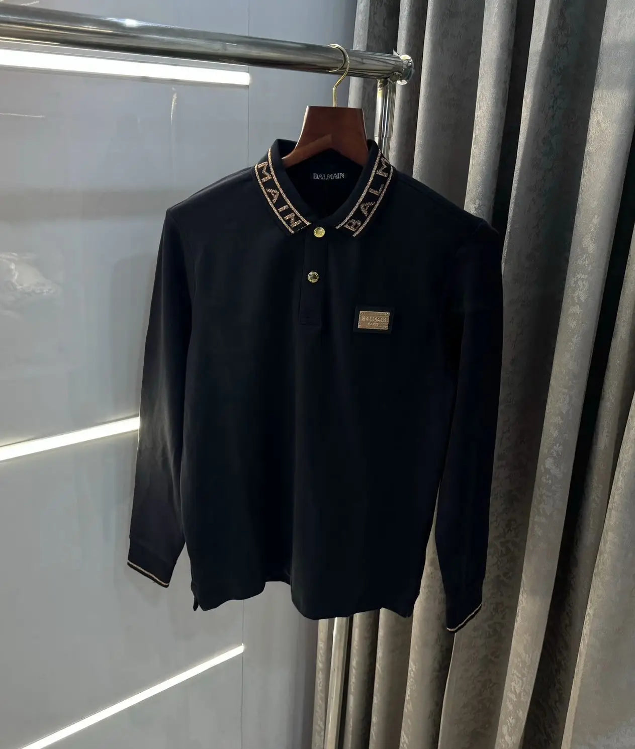 Balmai n Paris Black Logo Work Imported Polo full sleeve T-Shirt Secondary image