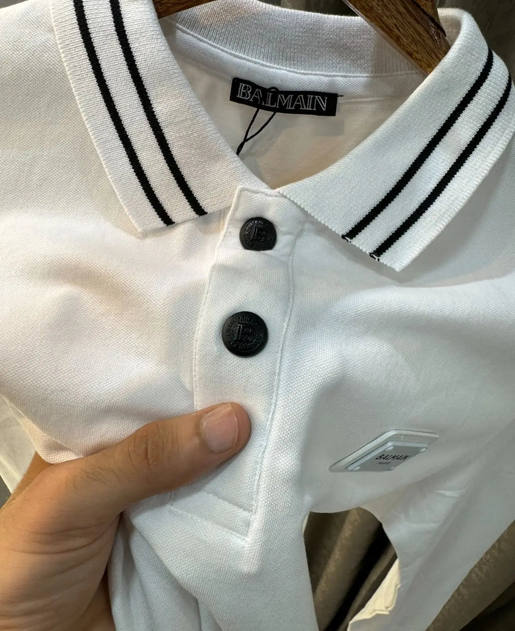 Balmai n Paris White Logo Work Imported Polo full sleeve T-Shirt
