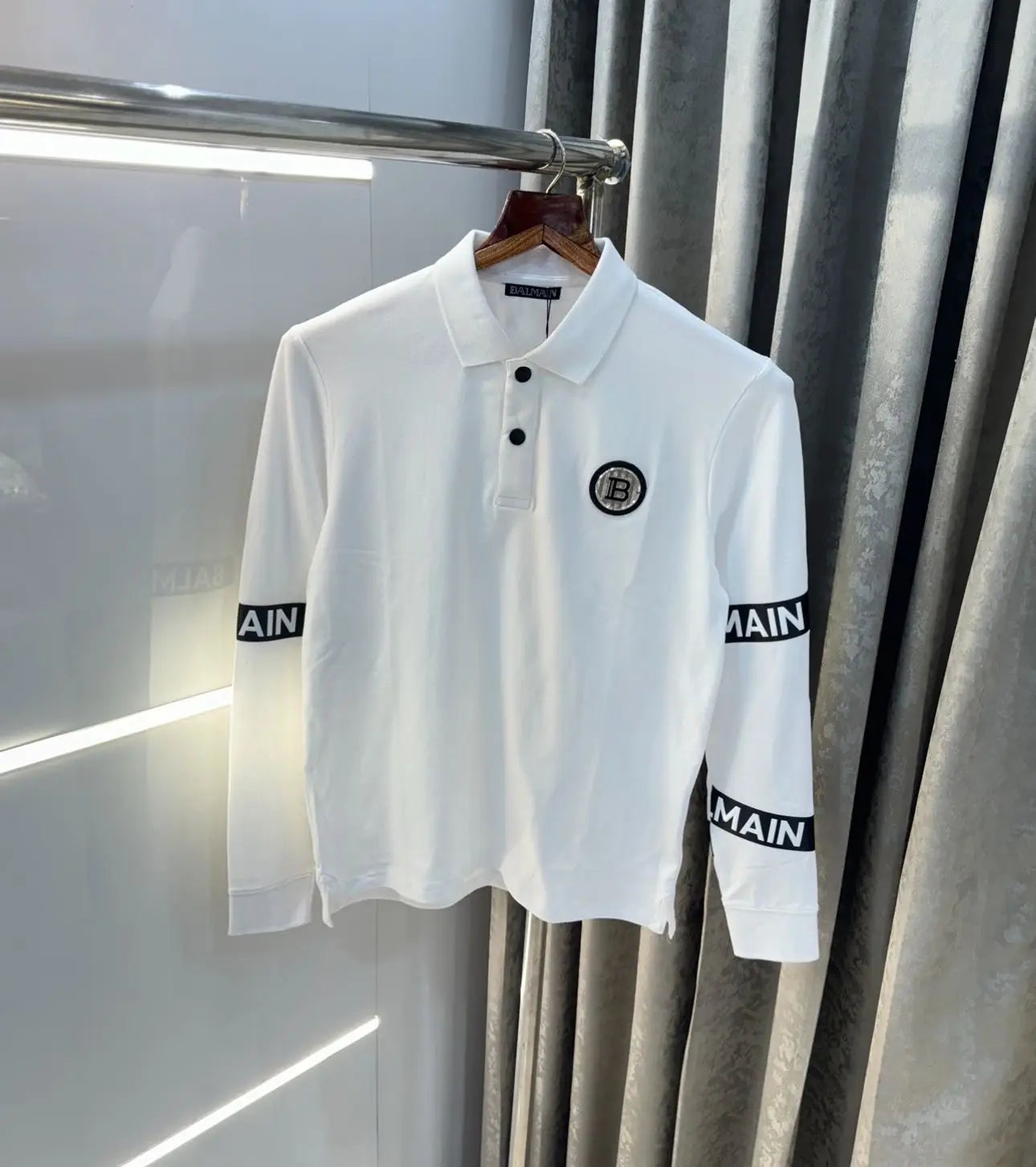 Balmai n Paris White Logo Work Imported Polo full sleeve T-Shirt Secondary image
