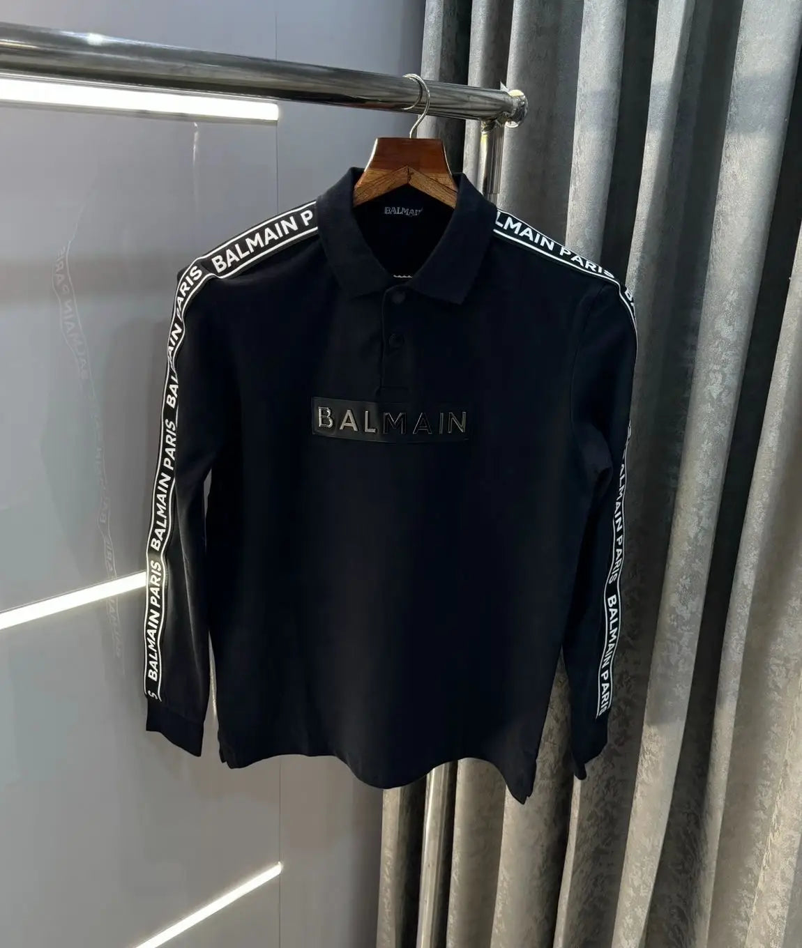 Balmai n Paris Black Logo Work Imported Polo full sleeve T-Shirt