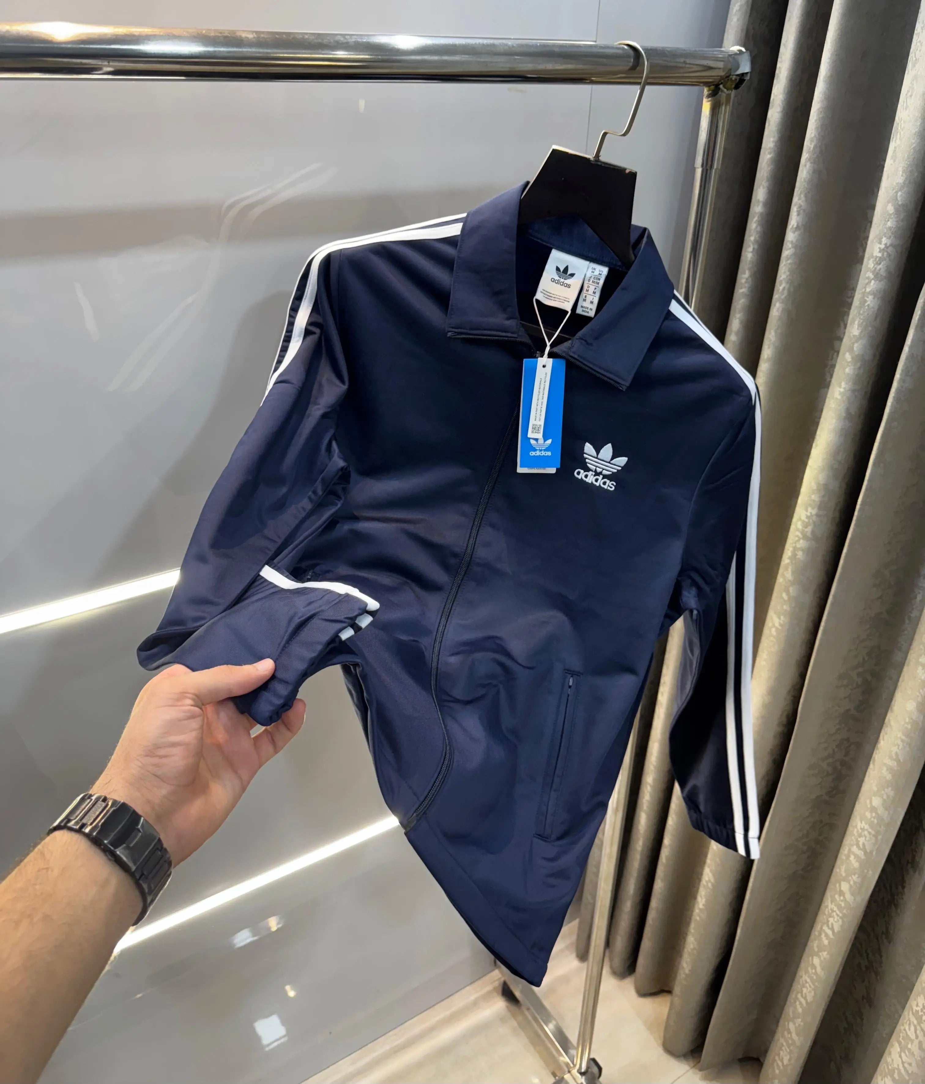 Adida s Navy Blue Premium Classic Zipper Jacket
