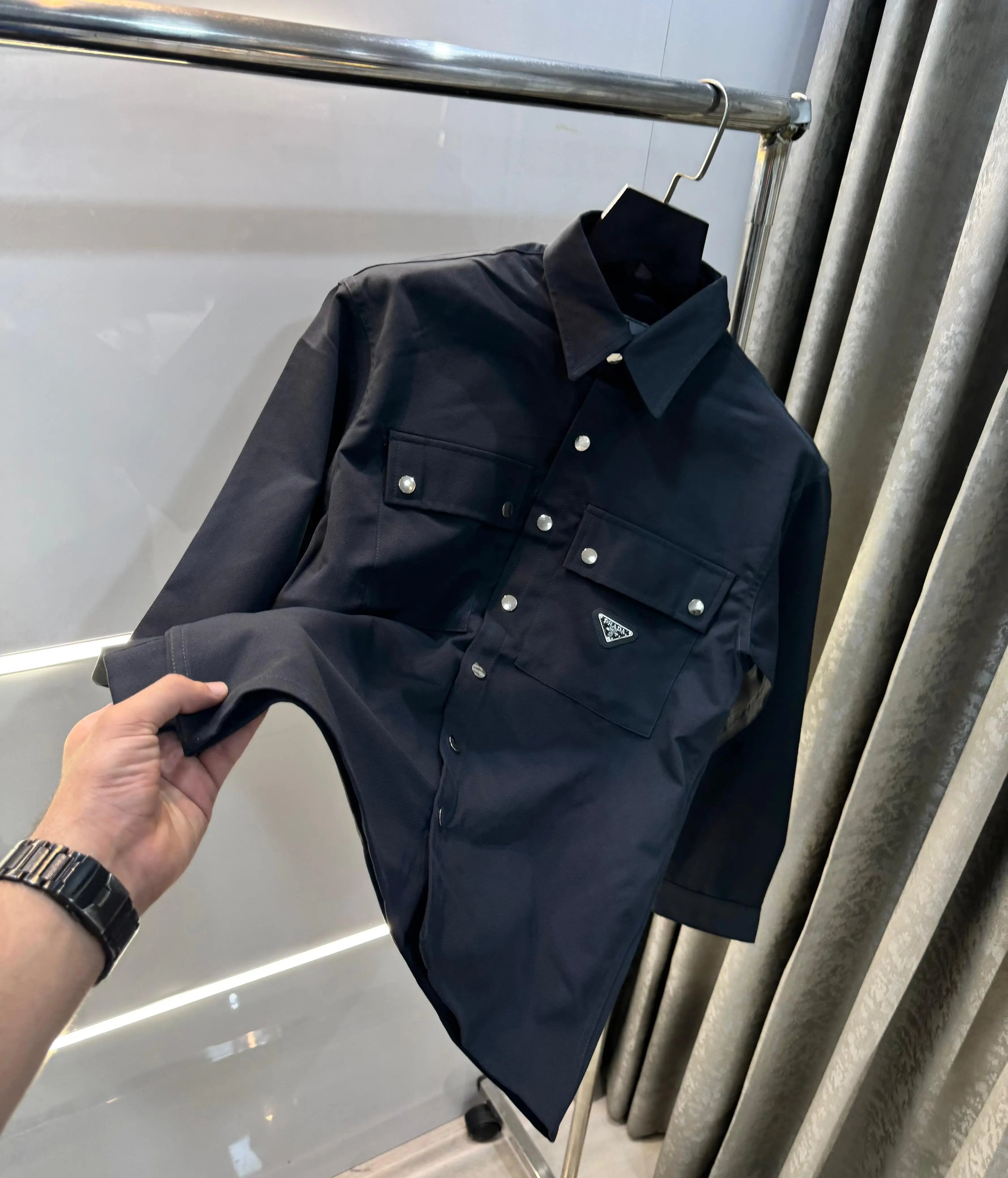 Prad a Milano Black  Steel Logo Premium Shacket