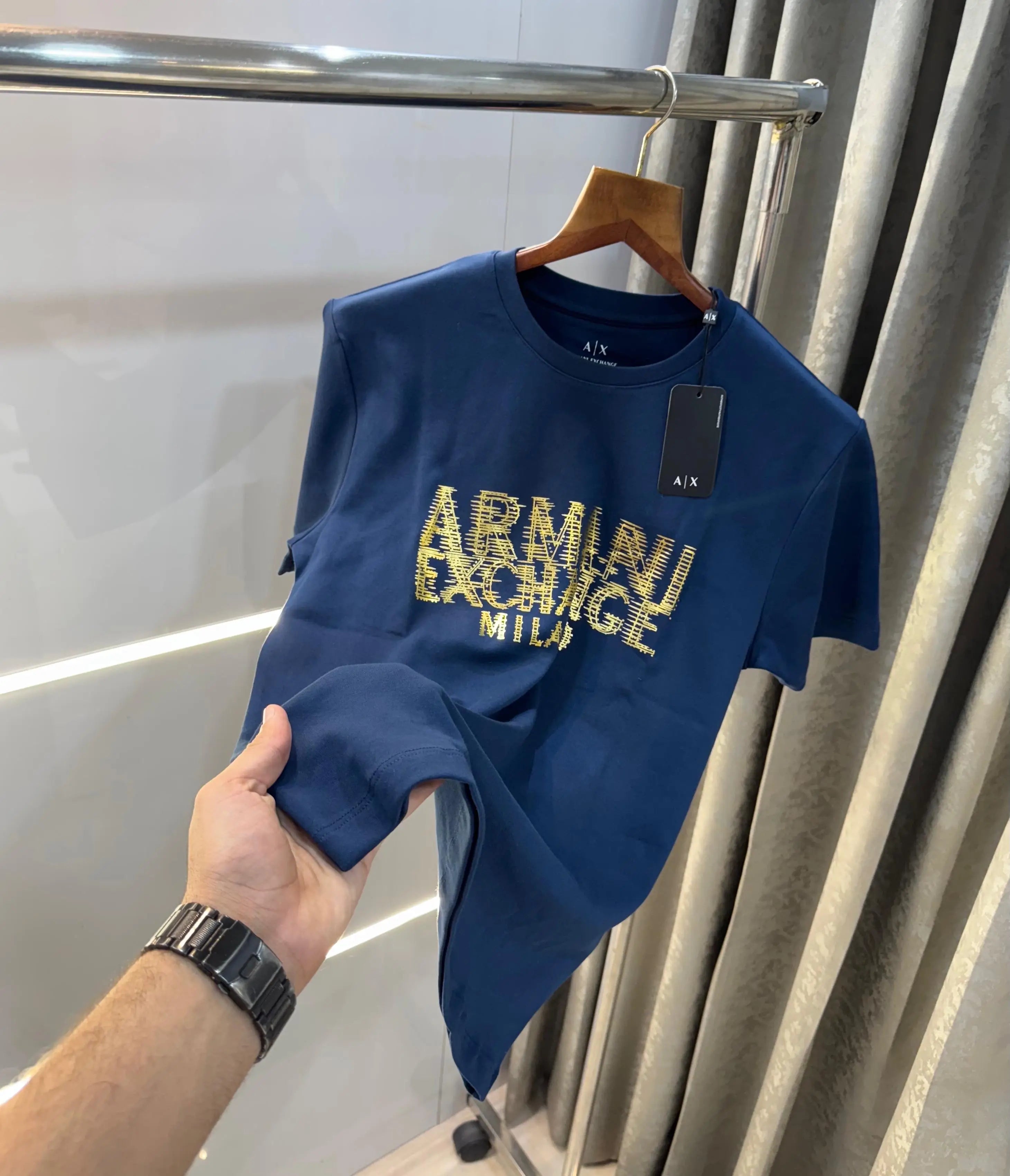 Arman i E--xchange Petrol Blue Logo Print Premium T-Shirt