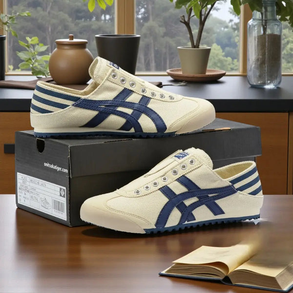 Onitusk_a Tiger Mexico 66 Slip On Blue Stripes at Back For Mens D-1775