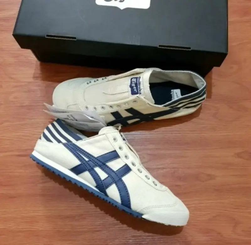 Onitusk_a Tiger Mexico 66 Slip On Blue Stripes at Back For Mens D-1775