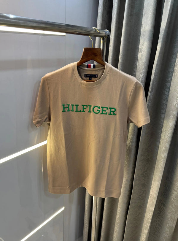 Tommy Hilfige r Beige Embroidery Logo Premium Polo T-Shirt