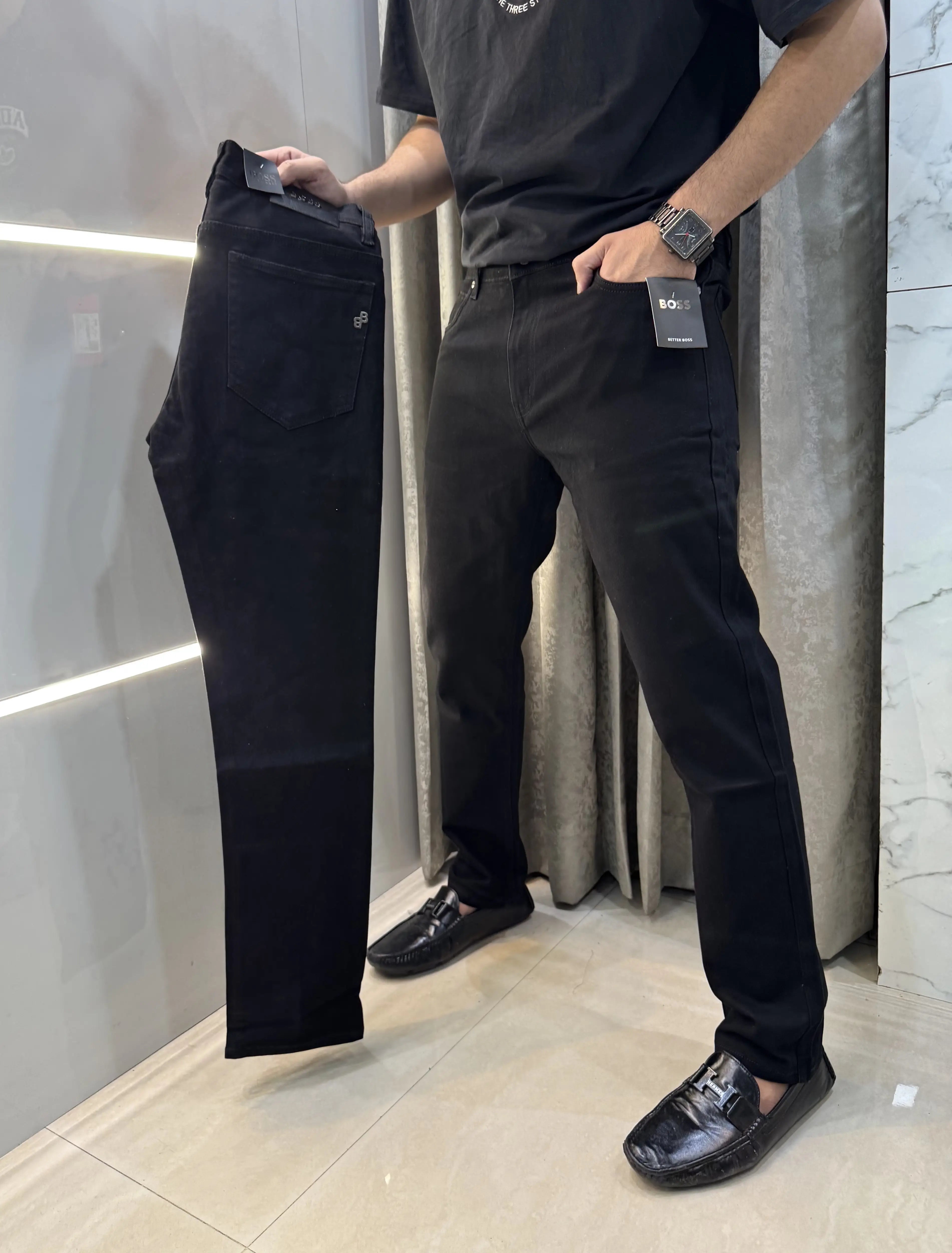 Hug o  Bos s Jet Black Premium Classic Denim Secondary image