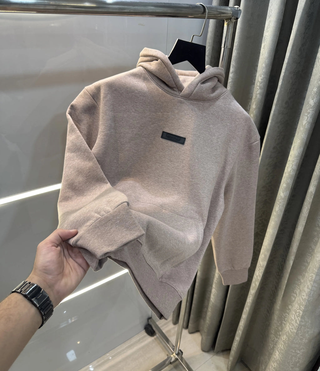 Essential Milange Logo Work Imported Hoodie