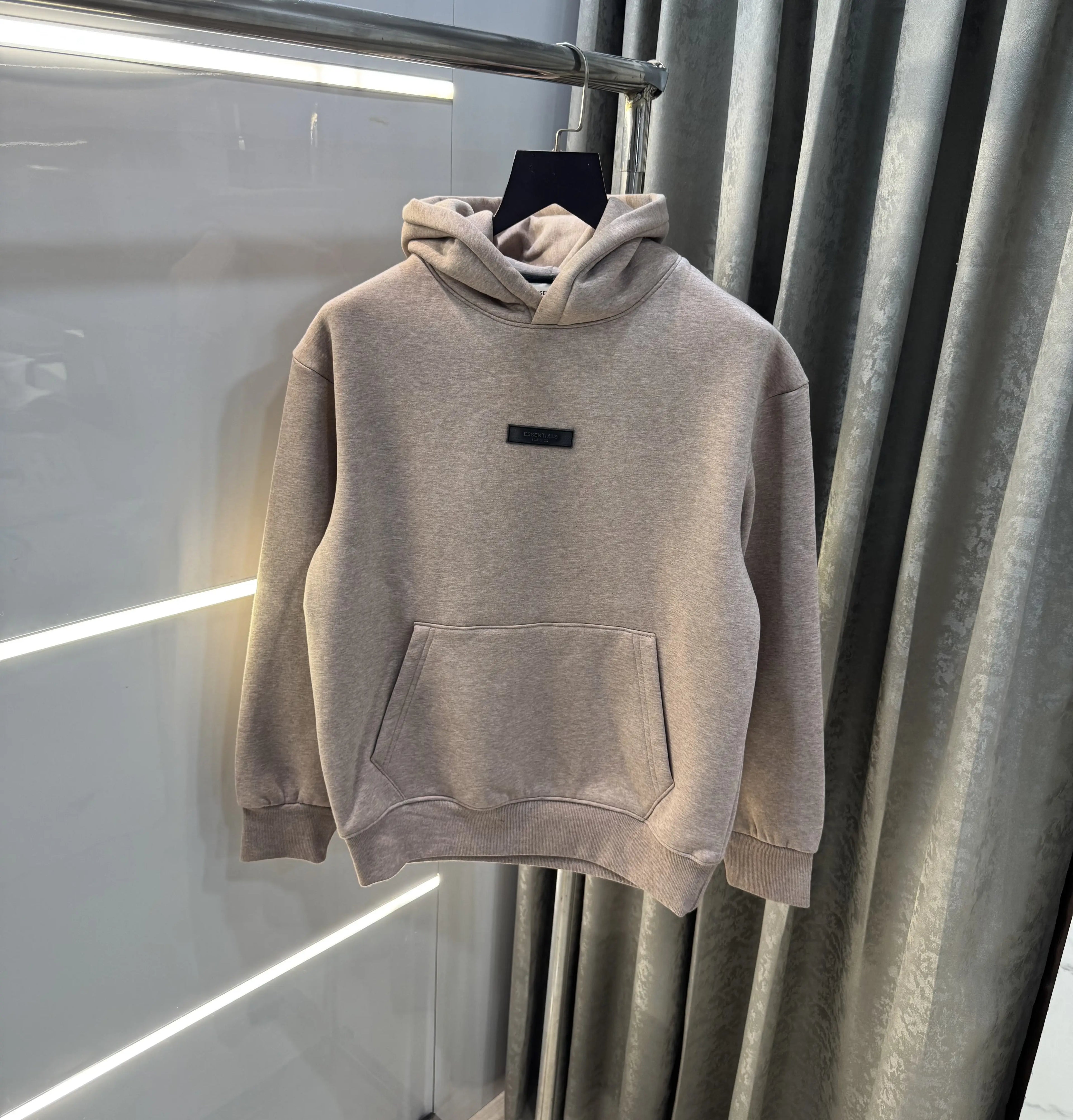 Essential Milange Logo Work Imported Hoodie